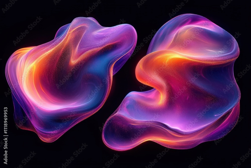 Vibrant Abstract Fluid Shapes in Purple and Orange Surreal Style with Soft Glow Lighting Vibrant Abstract Fluid Shapes in Purple and Orange Surreal Style with Soft Glow Lighting