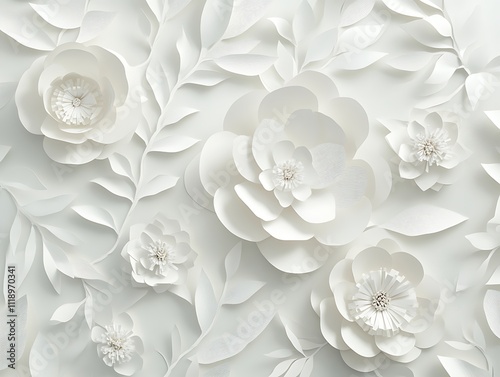 Delicate 3D Relief of Intricately Sculpted Flowers