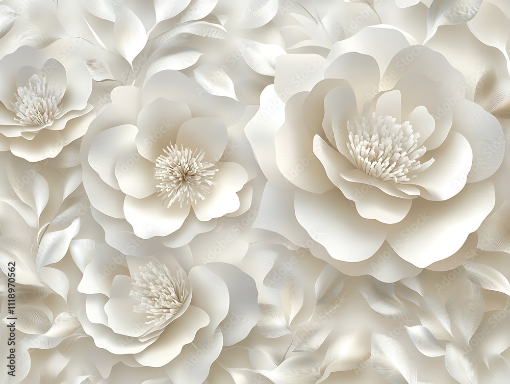 Delicate 3D Relief of Intricately Sculpted Flowers