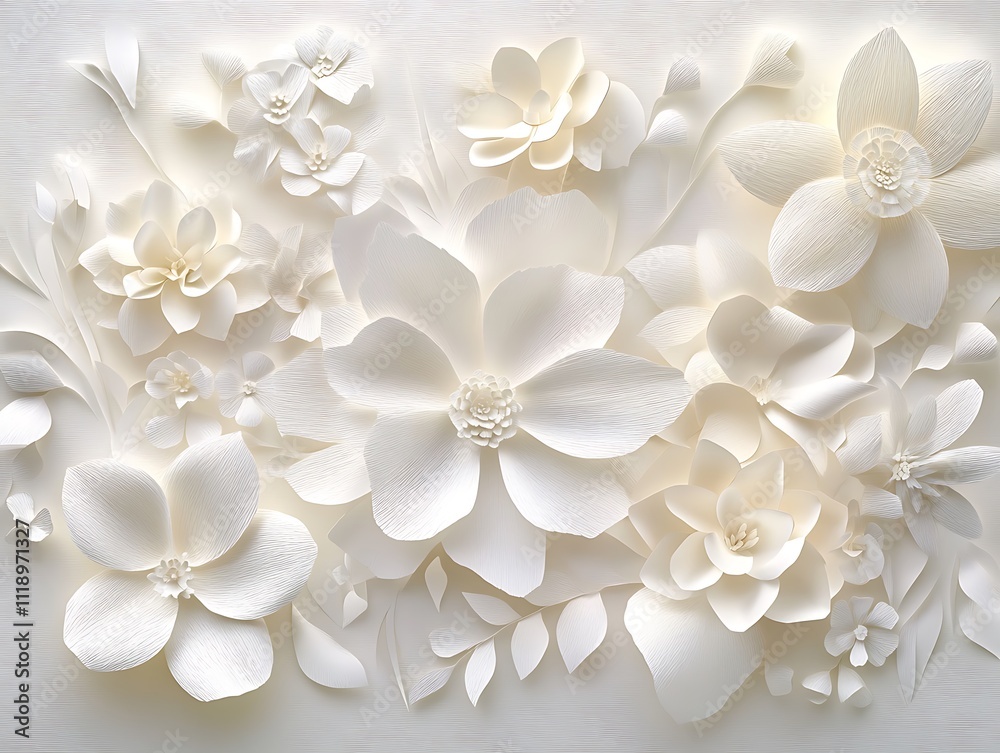 Delicate 3D Relief of Intricately Sculpted Flowers Delicate 3D Relief of Intricately Sculpted Flowers