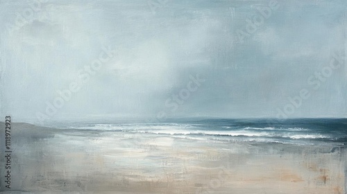 A serene coastal landscape with gentle waves and a cloudy sky.