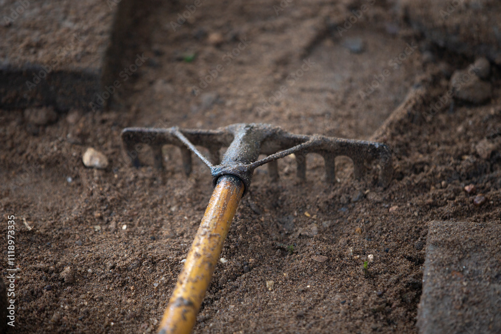 Garden tools in the ground. Shovel on the ground. Gardening concept. Garden tools in the ground. Shovel on the ground. Gardening concept.