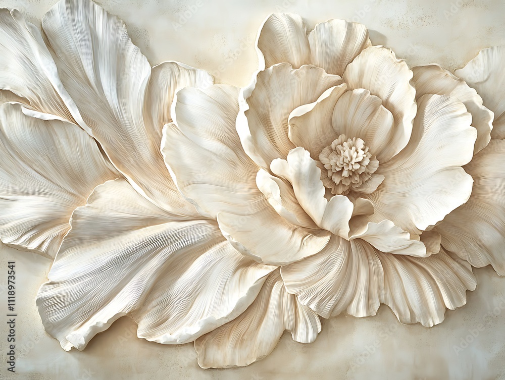 Delicate 3D Relief of Intricately Sculpted Flowers Delicate 3D Relief of Intricately Sculpted Flowers