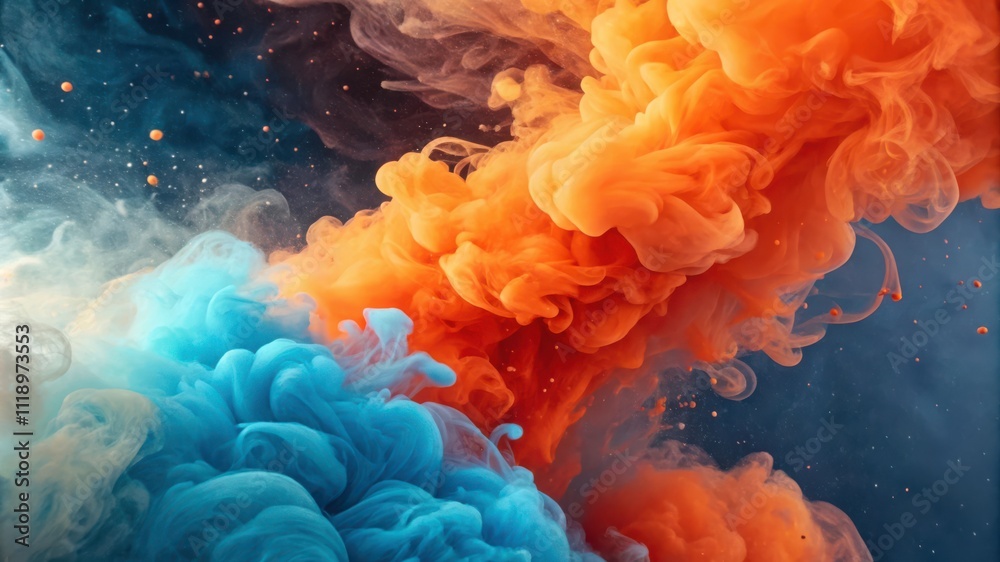Obraz premium Dynamic Orange and Blue Abstract Splash With Captivating Patterns and Movement. Generative AI