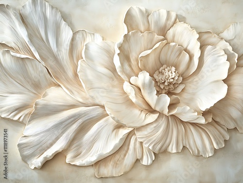 Delicate 3D Relief of Intricately Sculpted Flowers