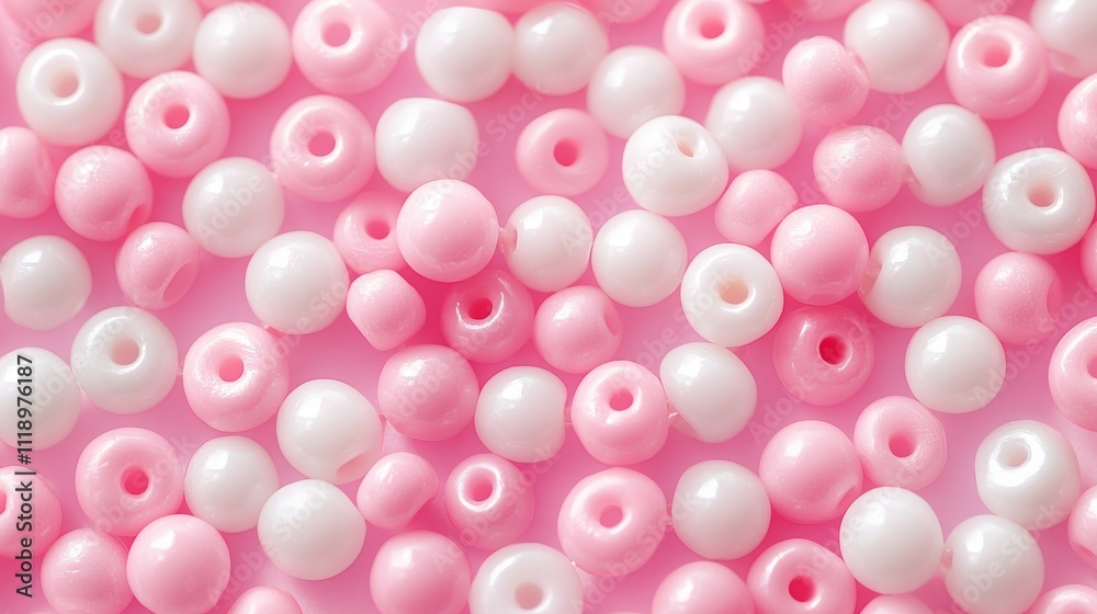 Cute Pink and White Beads Scattered for Crafts Cute Pink and White Beads Scattered for Crafts