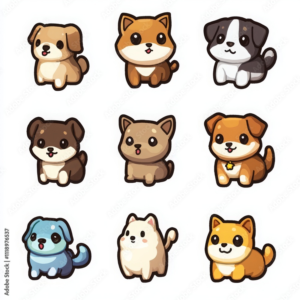 Cute Cartoon Dog Icons and Sprites for Design Projects Cute Cartoon Dog Icons and Sprites for Design Projects