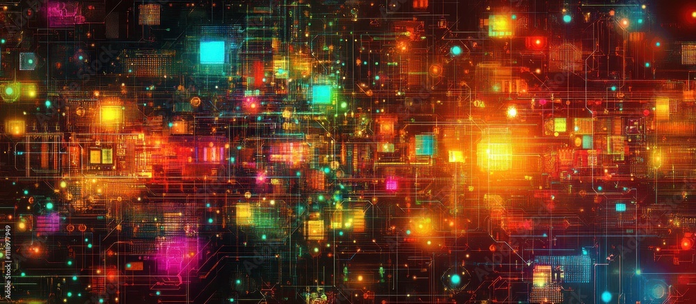 Abstract digital network with glowing nodes and connections. Abstract digital network with glowing nodes and connections.