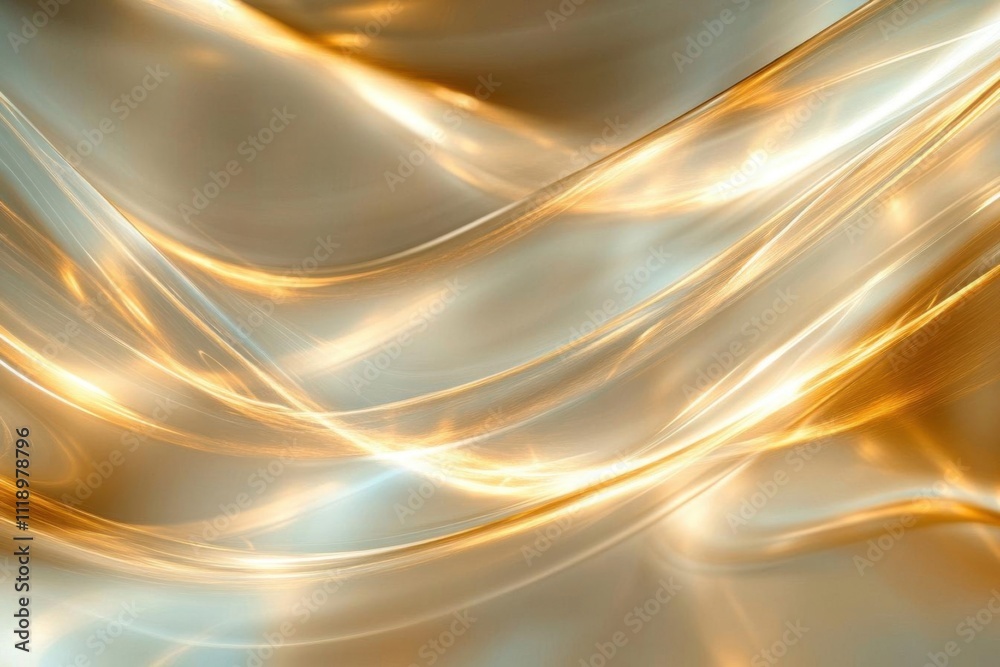 Obraz premium Golden Waves Abstract Background Design: Flowing, Luminous, Elegant, Shimmering, Serene, Abstract Art, Digital Creation, Luxurious, Smooth, Opulent Textures, for Digital Design Projects.