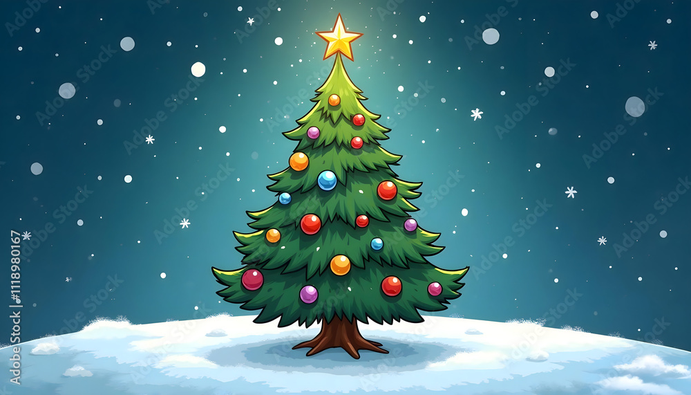 Fototapeta premium christmas tree with snow