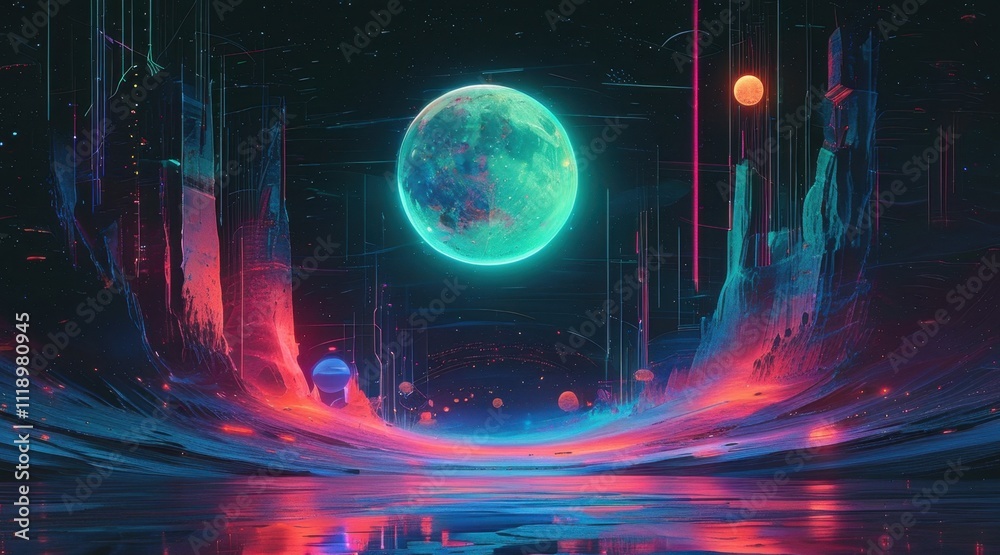 Fototapeta premium Space Retro Futurism