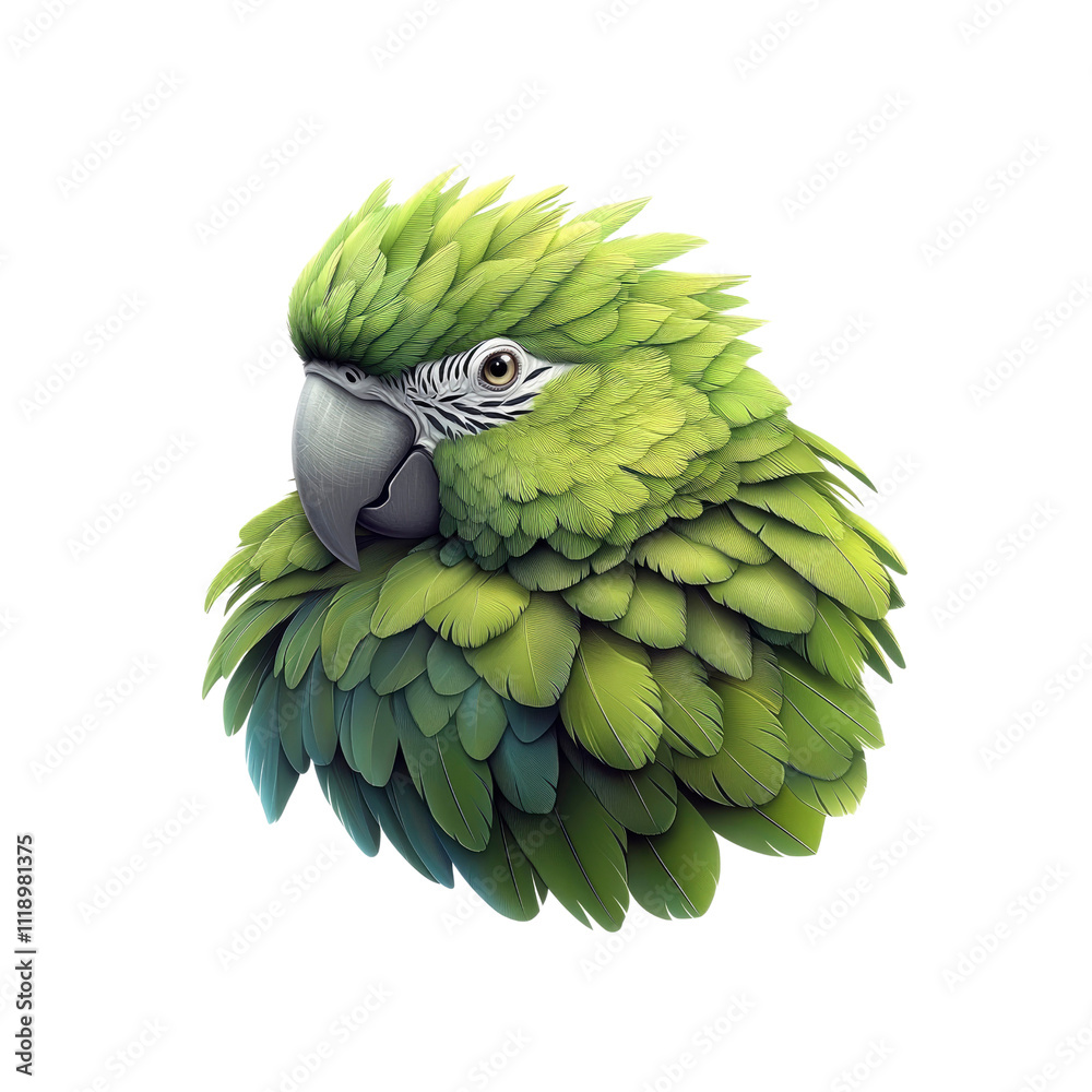 Fototapeta premium Majestic Green Macaw Portrait A Detailed Digital Painting