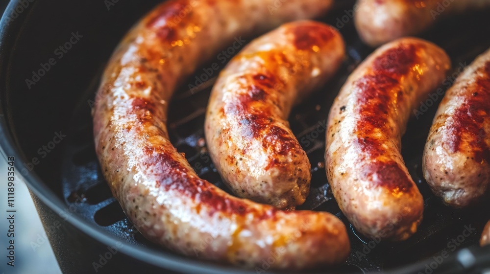 Fototapeta premium Warm Breakfast Sausages in a Kitchen Setting