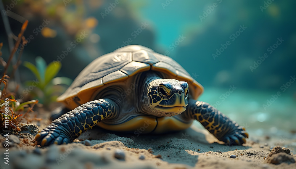 Naklejka premium turtle on the beach