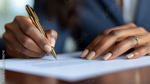 Business professional signing document office image close-up viewpoint photo
