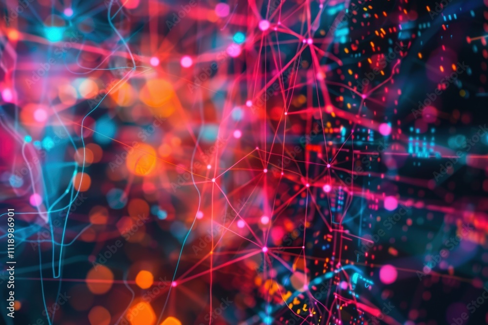 Obraz premium Abstract visualization of interconnected data and networks.