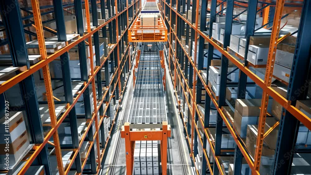 Automated Warehouse Storage System: High-Bay Racking and Automated Guided Vehicle