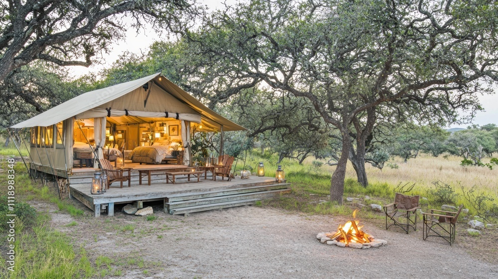 Luxury camping experience safari lodge outdoor retreat natural landscape inviting atmosphere Luxury camping experience safari lodge outdoor retreat natural landscape inviting atmosphere