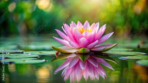 Pink waterlily blooming in a tranquil pond, lotus, flower, pink, water, tranquil, nature, beauty, blooming, blossom, plant