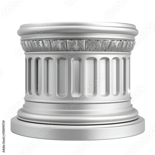 Silver podium pedestal isolated on white or transparent background