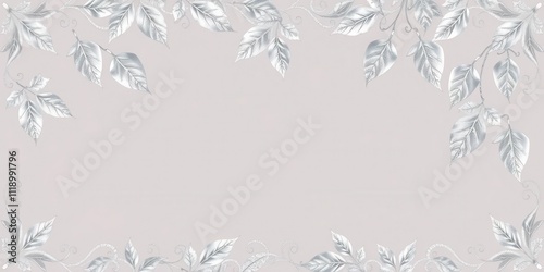 Wallpaper Mural Luxury silver leaves lace border with intricate design and shimmering details, ornate, shiny Torontodigital.ca