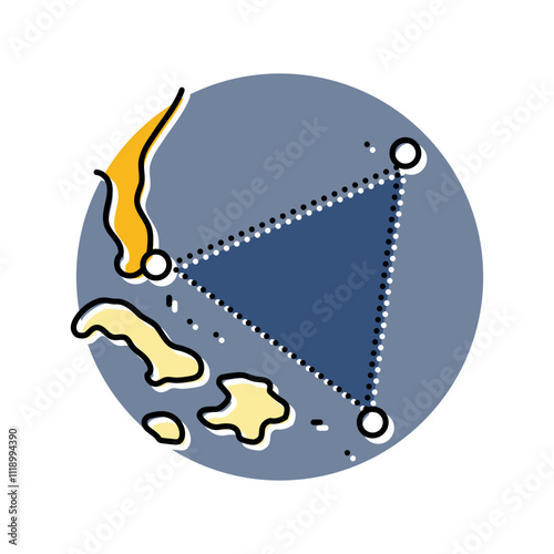 the bermuda triangle unsolved mystery color icon vector. the bermuda triangle unsolved mystery sign. isolated symbol illustration