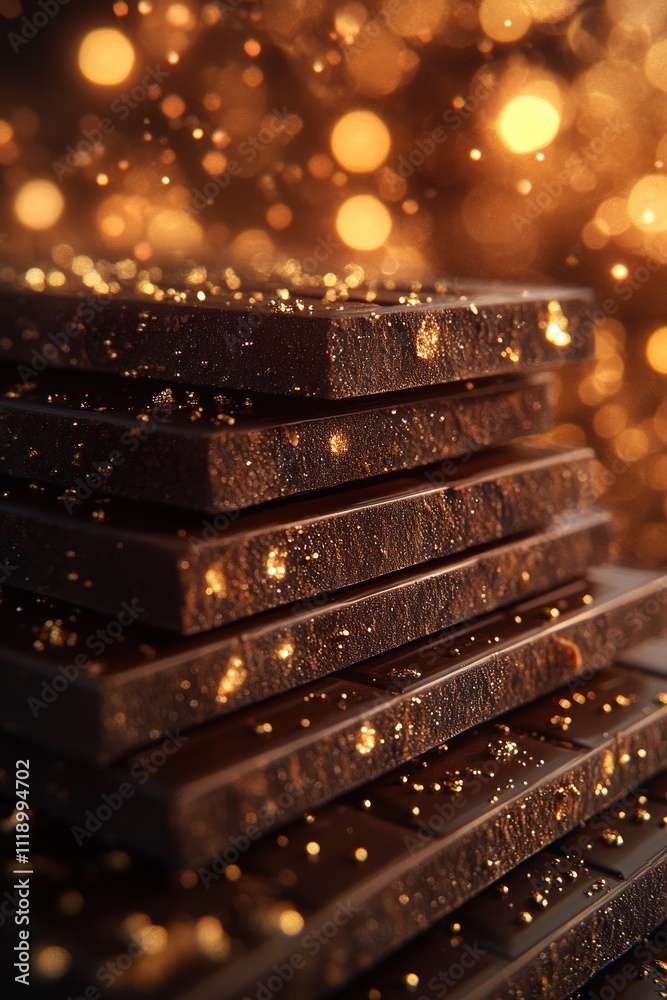 Stacked Dark Chocolate Bars on a Table Stacked Dark Chocolate Bars on a Table