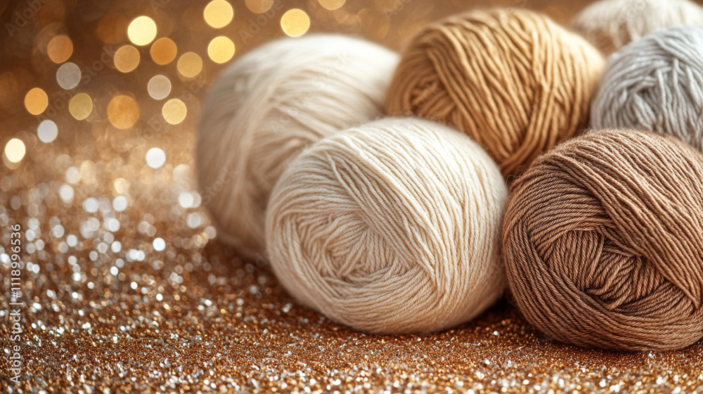 balls of yarn in neutral tones arranged neatly, symbolizing creativity, calmness, and crafting potential in a tranquil setting with an empty, inviting space for ideas to flow balls of yarn in neutral tones arranged neatly, symbolizing creativity, calmness, and crafting potential in a tranquil setting with an empty, inviting space for ideas to flow