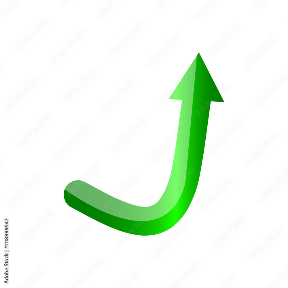 3d green arrow up. high growth concept arrow icon 3d green arrow up. high growth concept arrow icon
