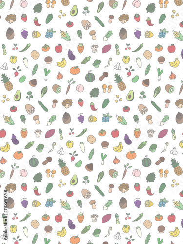 野菜果物キノコの壁紙イラスト