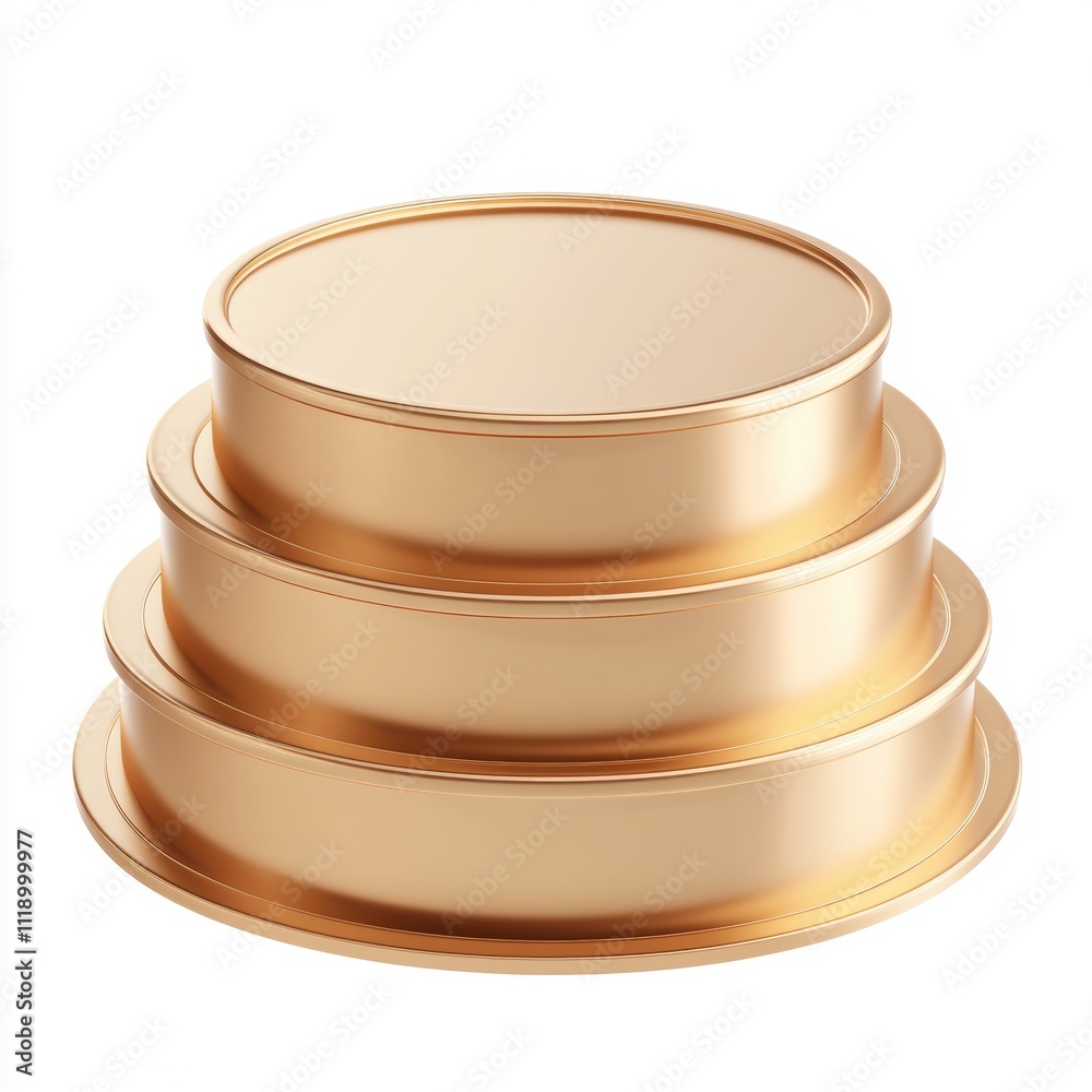 A classic gold pedestal podium with three tiers, isolated on white background, representing recognition and prestige, ideal for sports events, luxury branding, educational campaigns A classic gold pedestal podium with three tiers, isolated on white background, representing recognition and prestige, ideal for sports events, luxury branding, educational campaigns