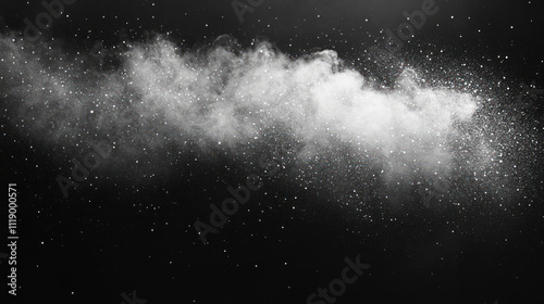 Fototapeta Naklejka Na Ścianę i Meble -  A stunning abstract visual featuring black background with cloud of white particles, creating cosmic effect