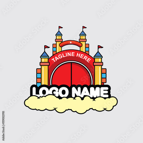 Bouncy house rental business vector logo