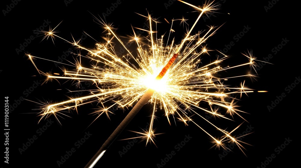 Black background with bright sparkler, perfect for holiday celebration Black background with bright sparkler, perfect for holiday celebration