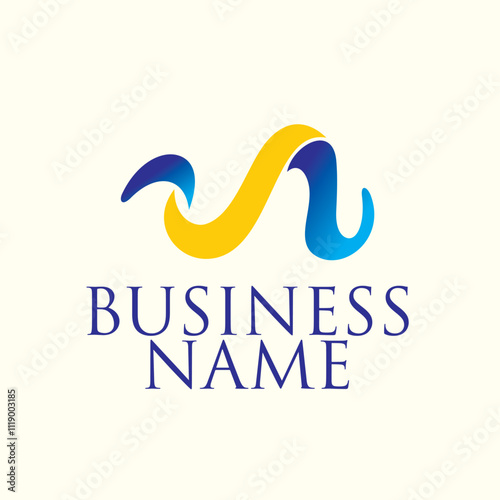 W letter vector logo forming waves