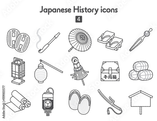 日本史のアイコン4〜江戸時代モノクロ