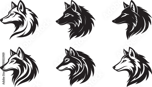 The animal of Wolf Head silhouette vector illustration design, icon and logo using black color photo