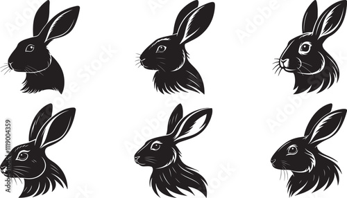 The animal of Rabbit Head silhouette vector illustration design, icon and logo using black color
