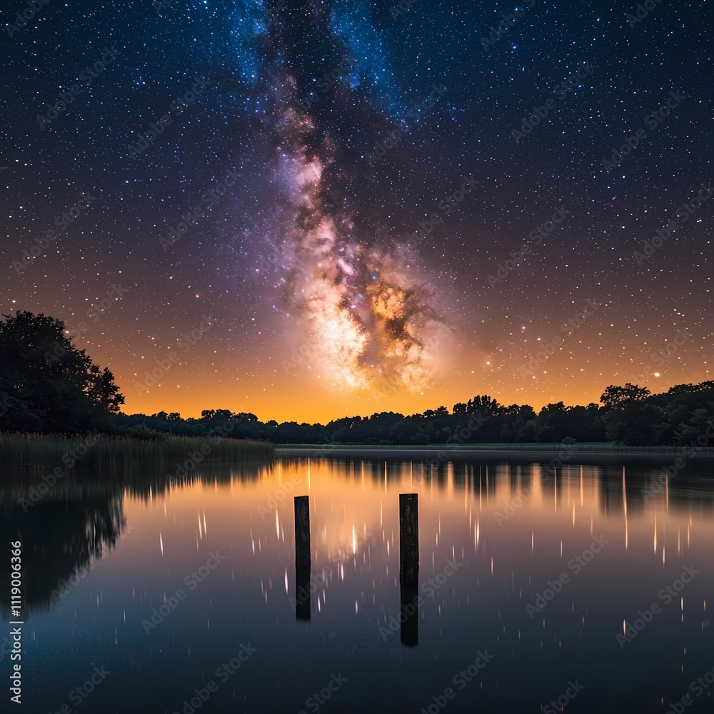 Milky Way over Serene Lake Milky Way over Serene Lake