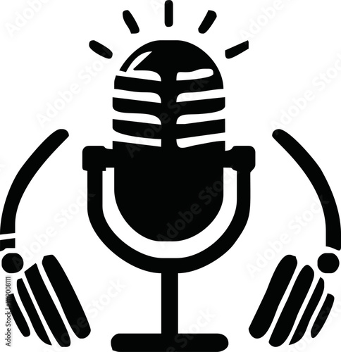 podcast microphone logo vector symbol templqte.