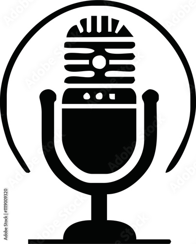 podcast microphone logo vector symbol templqte.