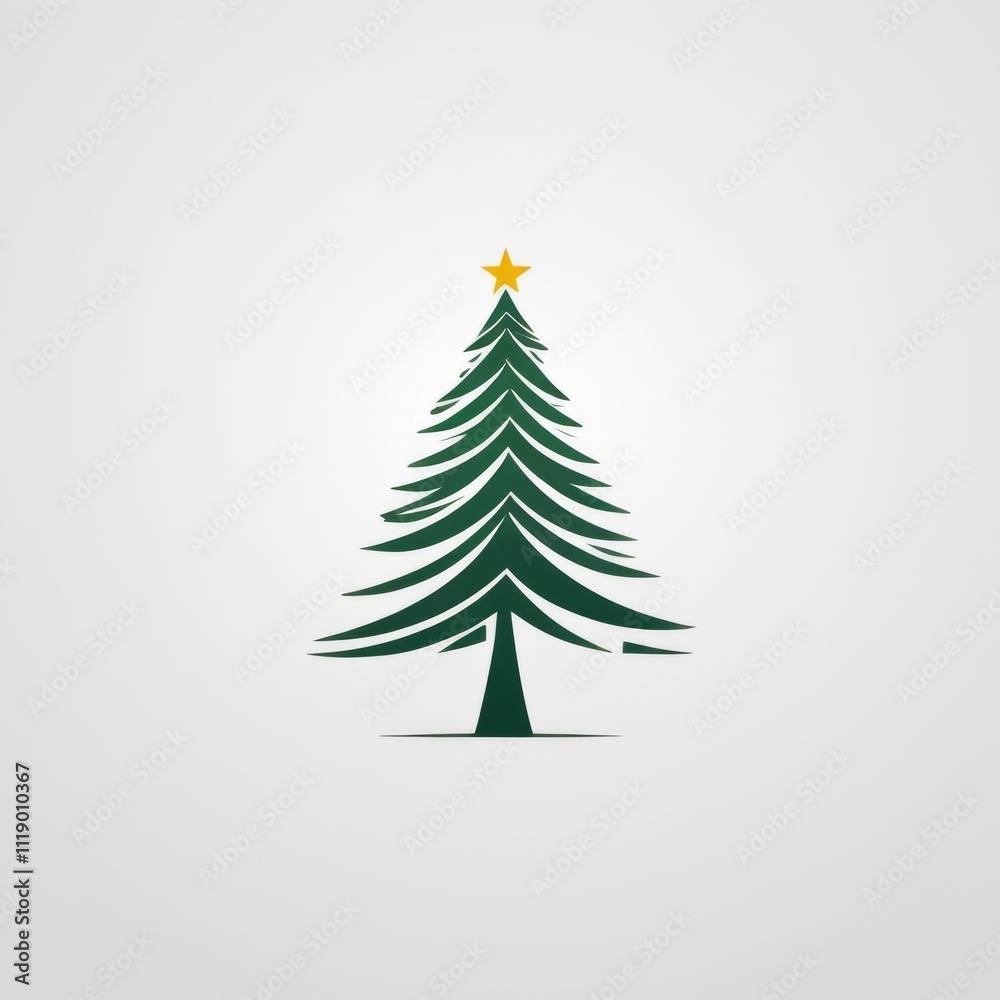 Fototapeta premium Minimalist Christmas Tree on a White Background