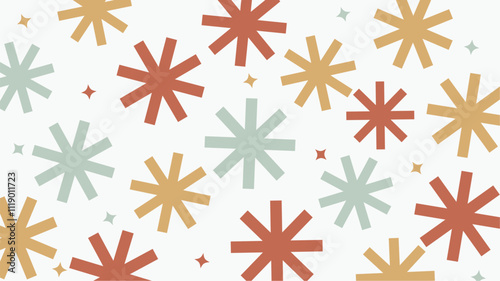 Christmas Flat Style Minimal Stars Blinking in Decoration Background