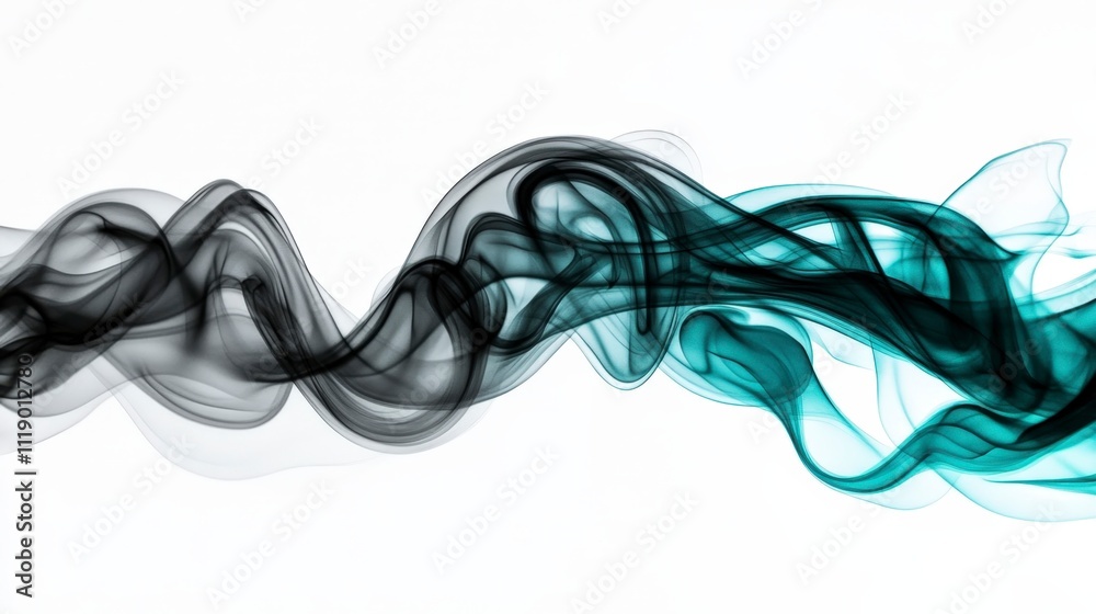 Abstract Teal and Gray Smoke Swirls on White Background - Design Element Abstract Teal and Gray Smoke Swirls on White Background - Design Element