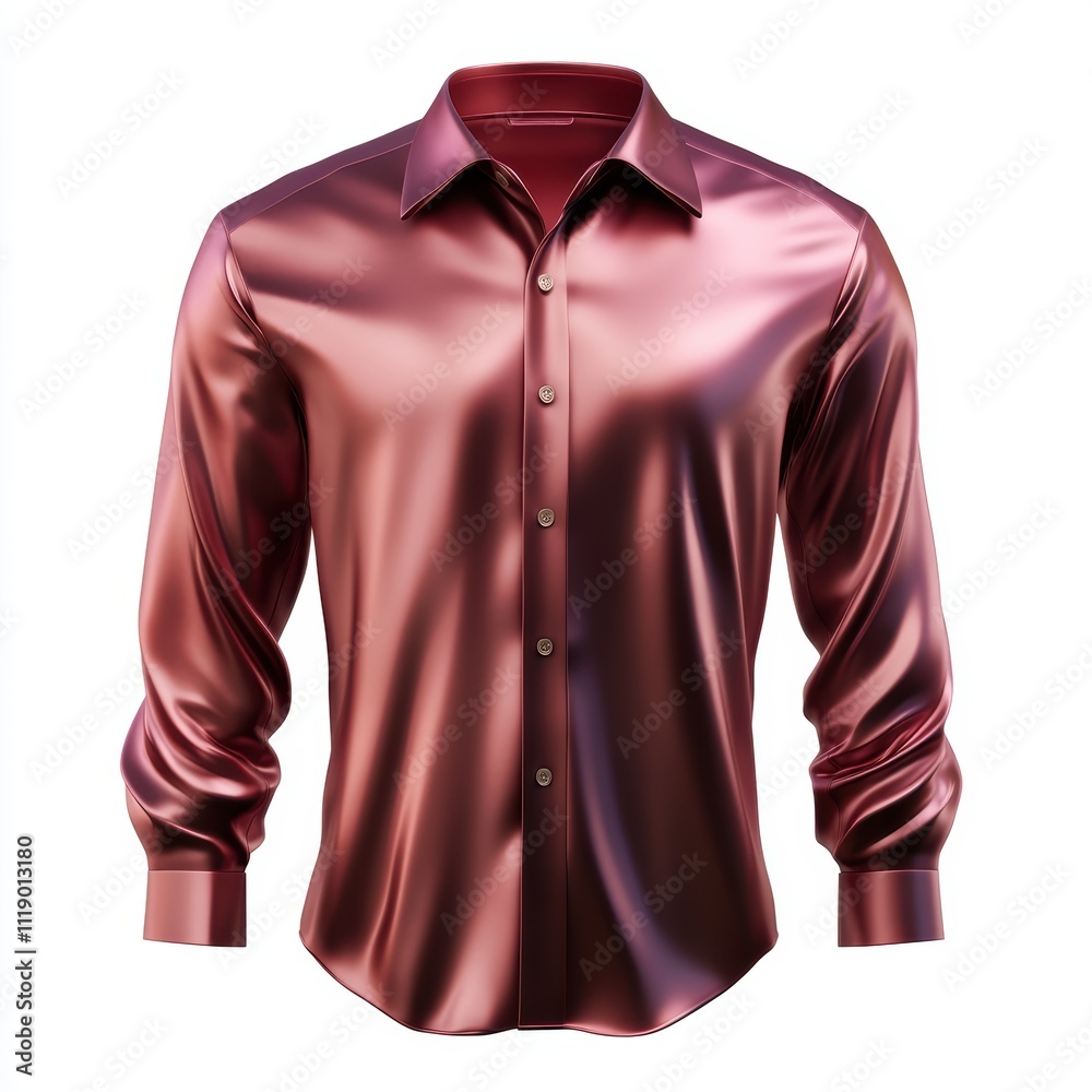 A silk shirt with a shiny finish, isolated on white background, representing elegance and glamour, perfect for evening wear campaigns A silk shirt with a shiny finish, isolated on white background, representing elegance and glamour, perfect for evening wear campaigns