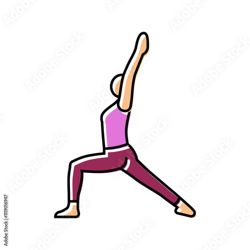 warrior i virabhadrasana i yoga color icon vector. warrior i virabhadrasana i yoga sign. isolated symbol illustration