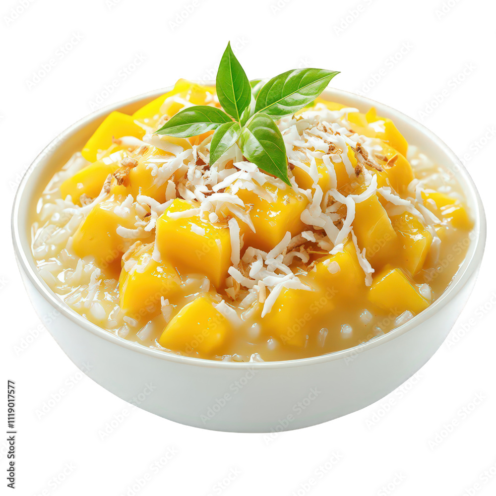 Mango Sticky Rice With Coconut Toppings Mango Sticky Rice With Coconut Toppings