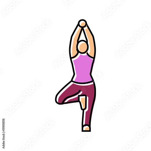 tree pose vrksasana yoga color icon vector. tree pose vrksasana yoga sign. isolated symbol illustration