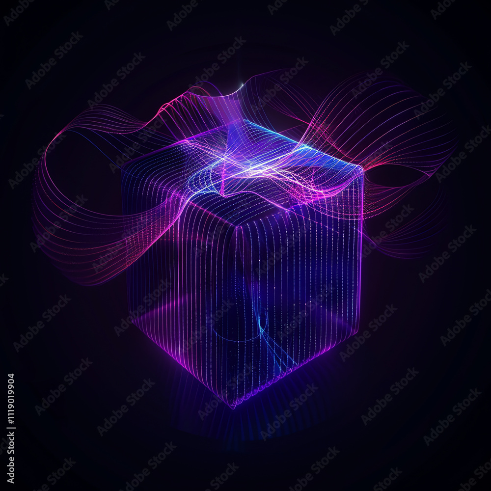 Futuristic illustration of Gift Box for digital rewarding and application Futuristic illustration of Gift Box for digital rewarding and application