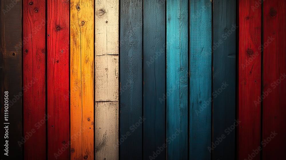 The background features bold vertical stripes in red, white, and blue, reminiscent of the iconic American flag, symbolizing patriotism and national identity